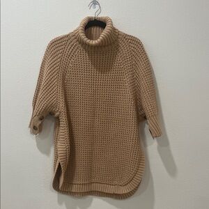 J Crew NWT Cotton Chunky Knit Turtleneck Poncho Size S/M